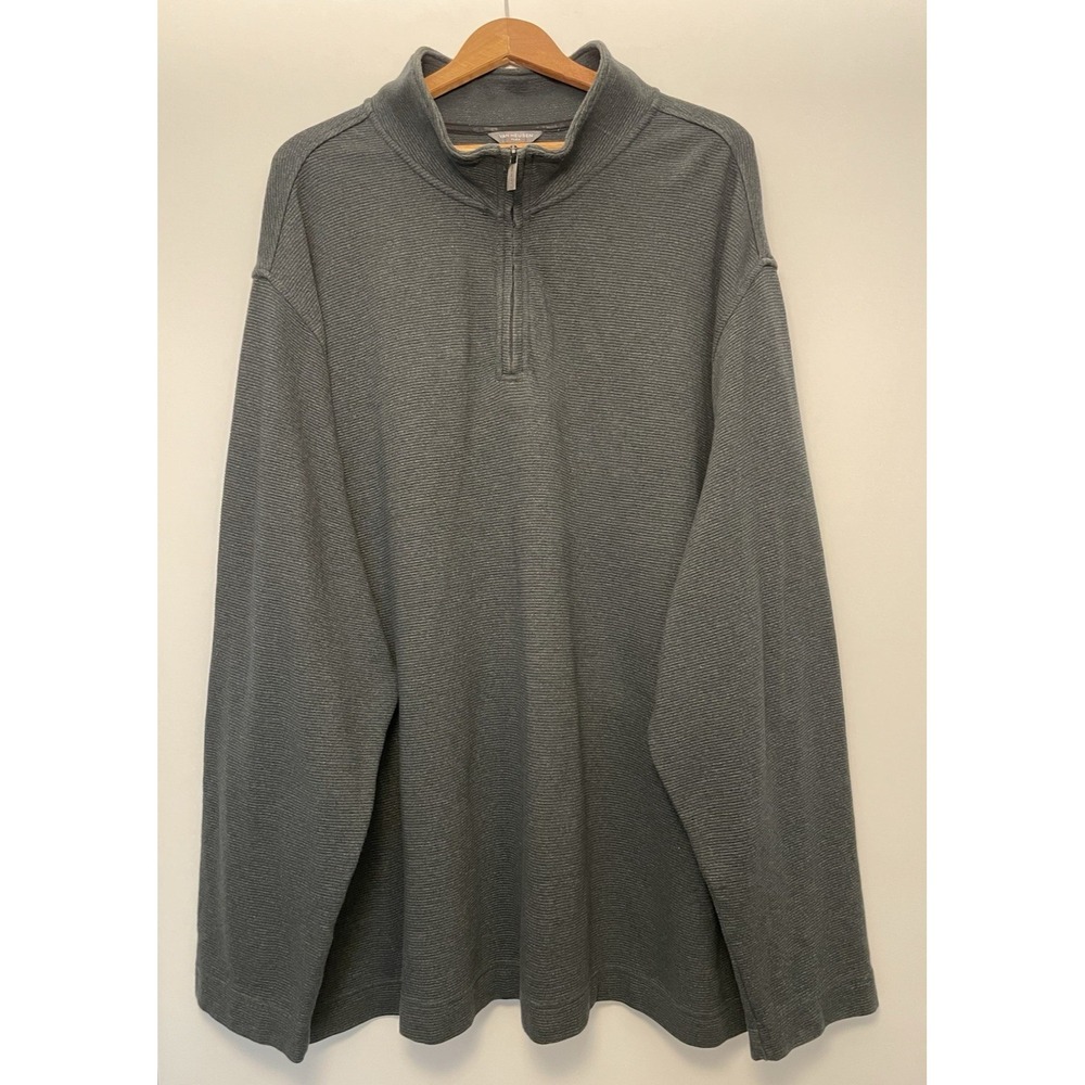 Van Heusen Flex Mens Quarter-Zip Pullover Shirt 4XLT Big & Tall Gray Minimalist - Picture 3 of 14